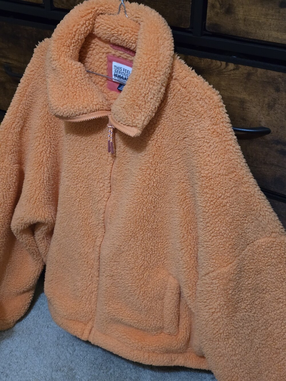 American Eagle Outfitters Peach Sherpa Zip-Up Jacket